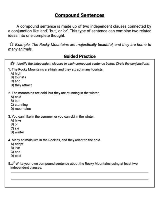 Grammar worksheet sample