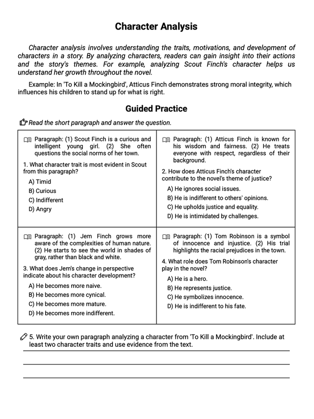 Reading comprehension TEKS worksheet sample